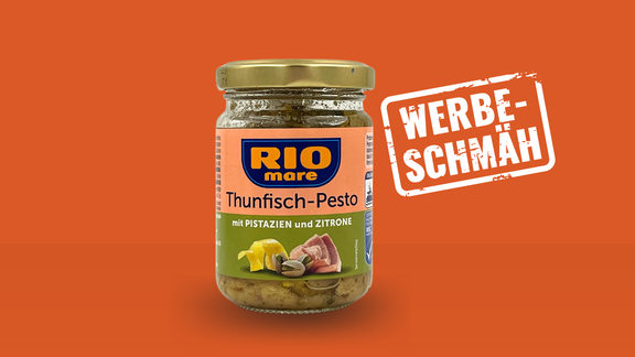 Rio Mare Thunfisch-Pistazien-Pesto mit Werbeschmäh-Stempel