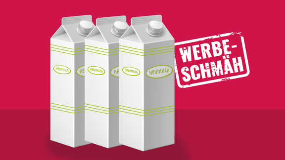 Heumilchpackungen mit Werbeschmäh Stempel